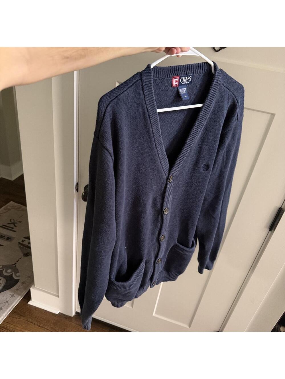 🧶 Chaps Navy Grandpa Cardigan - Picture 5 of 7